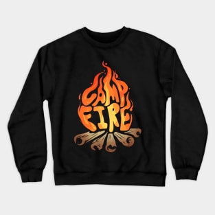 Blazing Warming Campfire On Camping Crewneck Sweatshirt